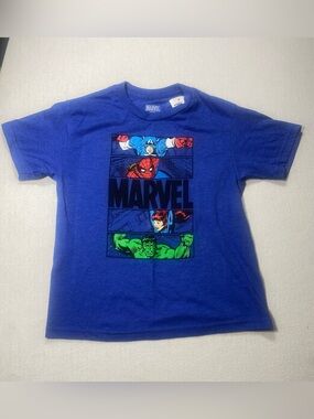 Marvel Boys Royal Blue Superhero Panel Tee